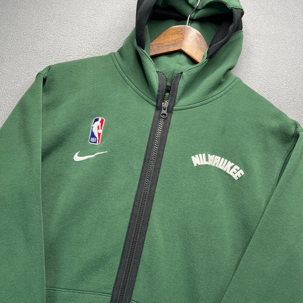 Nike Dri-FIT NBA Milwaukee Bucks Full Zip Hoodie Boys XL 18/20 Green Black Youth